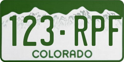 CO license plate 123RPF