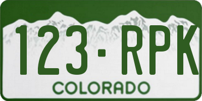 CO license plate 123RPK