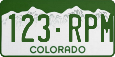 CO license plate 123RPM
