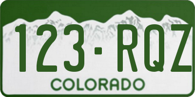 CO license plate 123RQZ