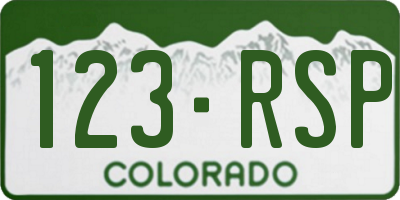 CO license plate 123RSP