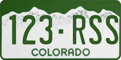 CO license plate 123RSS