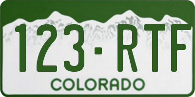 CO license plate 123RTF