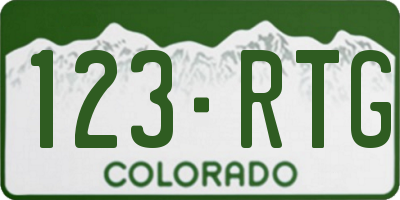 CO license plate 123RTG