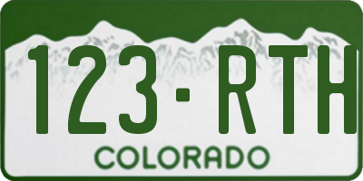 CO license plate 123RTH