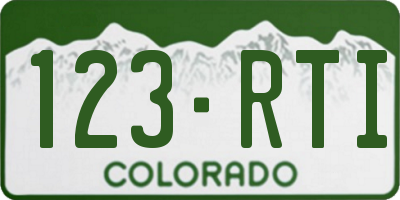 CO license plate 123RTI