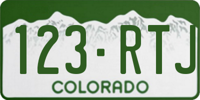 CO license plate 123RTJ