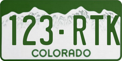 CO license plate 123RTK