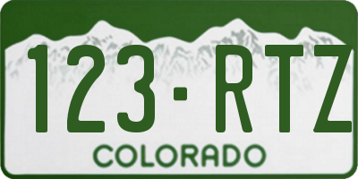 CO license plate 123RTZ