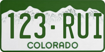 CO license plate 123RUI
