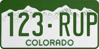CO license plate 123RUP