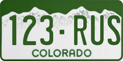 CO license plate 123RUS