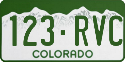 CO license plate 123RVC
