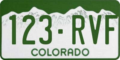 CO license plate 123RVF