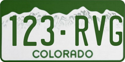 CO license plate 123RVG