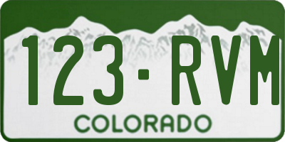 CO license plate 123RVM