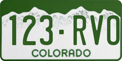 CO license plate 123RVO