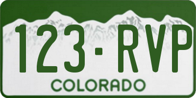 CO license plate 123RVP