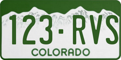 CO license plate 123RVS