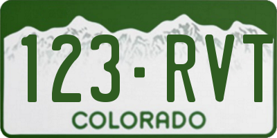 CO license plate 123RVT