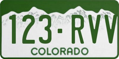 CO license plate 123RVV