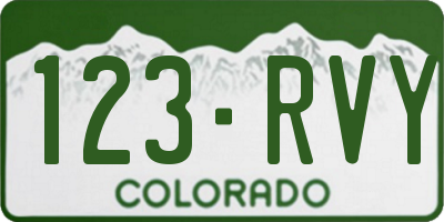 CO license plate 123RVY