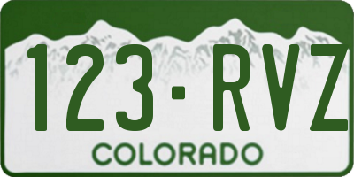 CO license plate 123RVZ