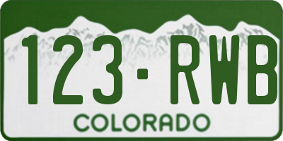 CO license plate 123RWB