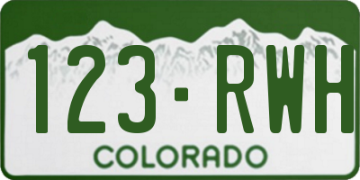 CO license plate 123RWH
