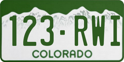 CO license plate 123RWI