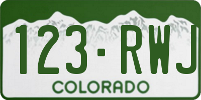 CO license plate 123RWJ