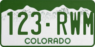 CO license plate 123RWM