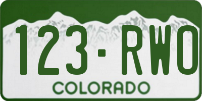 CO license plate 123RWO