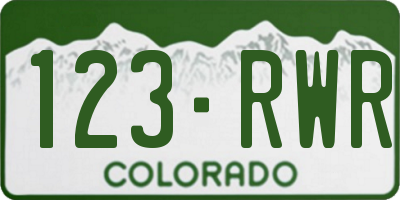 CO license plate 123RWR