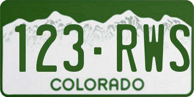 CO license plate 123RWS