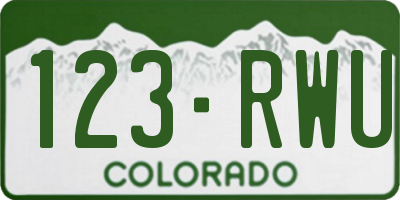 CO license plate 123RWU