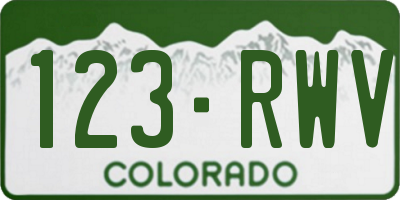 CO license plate 123RWV