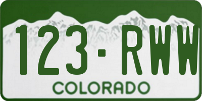 CO license plate 123RWW