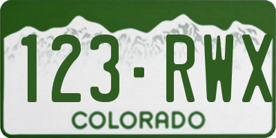 CO license plate 123RWX