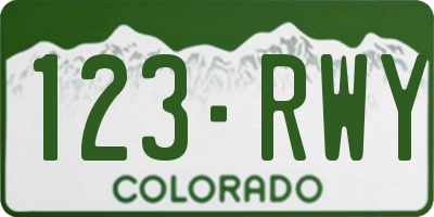 CO license plate 123RWY