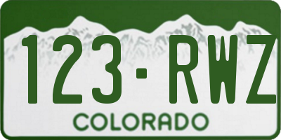 CO license plate 123RWZ