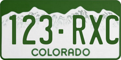 CO license plate 123RXC