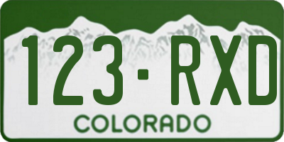 CO license plate 123RXD