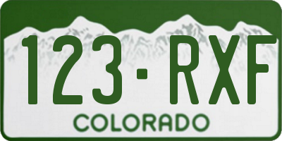 CO license plate 123RXF