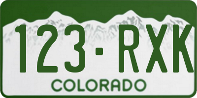 CO license plate 123RXK