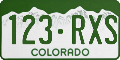 CO license plate 123RXS