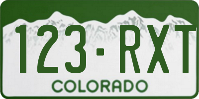 CO license plate 123RXT