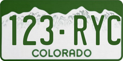 CO license plate 123RYC
