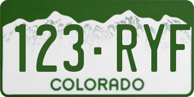 CO license plate 123RYF