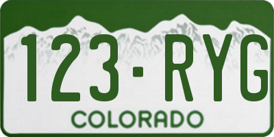 CO license plate 123RYG